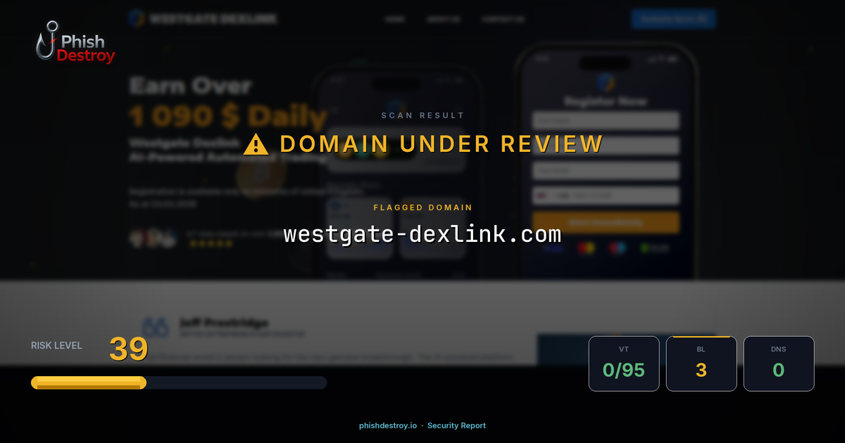 westgate-dexlink.com phishing report — threat analysis by PhishDestroy