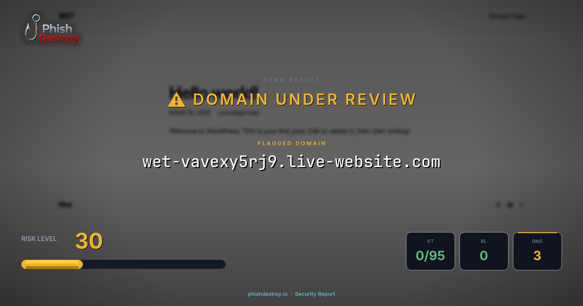 wet-vavexy5rj9.live-website.com phishing report — threat analysis by PhishDestroy