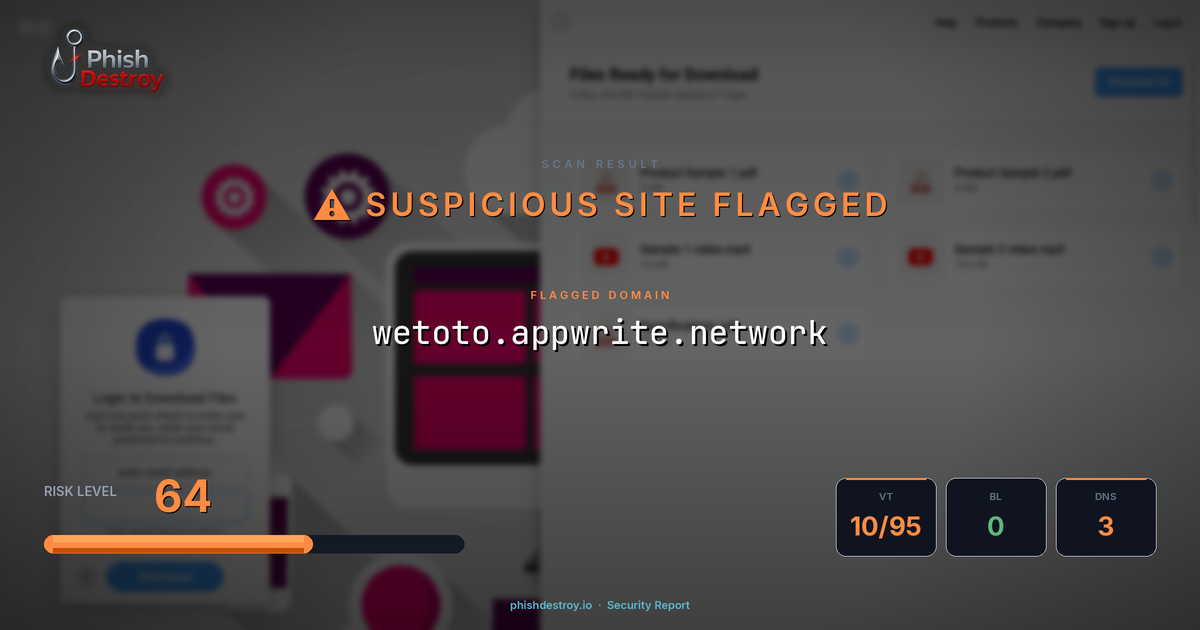 wetoto.appwrite.network phishing report — threat analysis by PhishDestroy