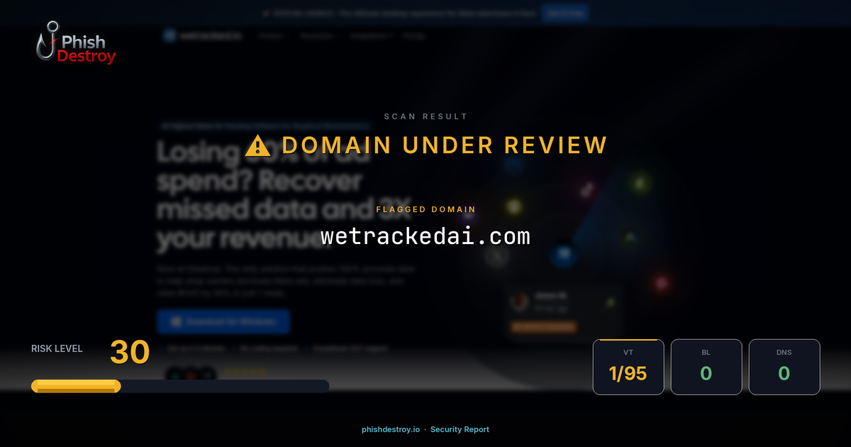 wetrackedai.com phishing report — threat analysis by PhishDestroy