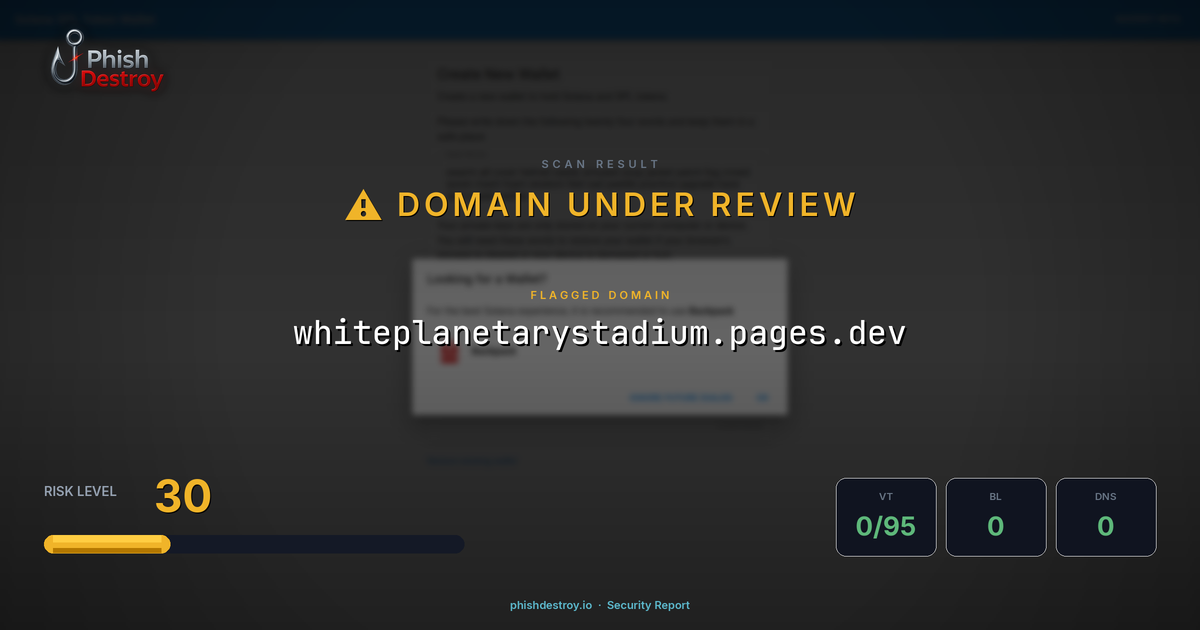 whiteplanetarystadium.pages.dev phishing report — threat analysis by PhishDestroy