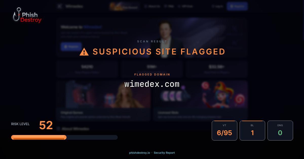 wimedex.com phishing report — threat analysis by PhishDestroy