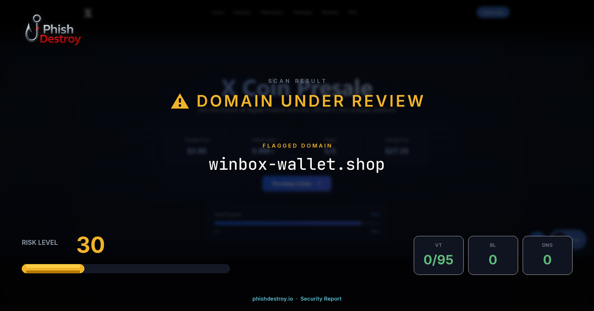 winbox-wallet.shop phishing report — threat analysis by PhishDestroy