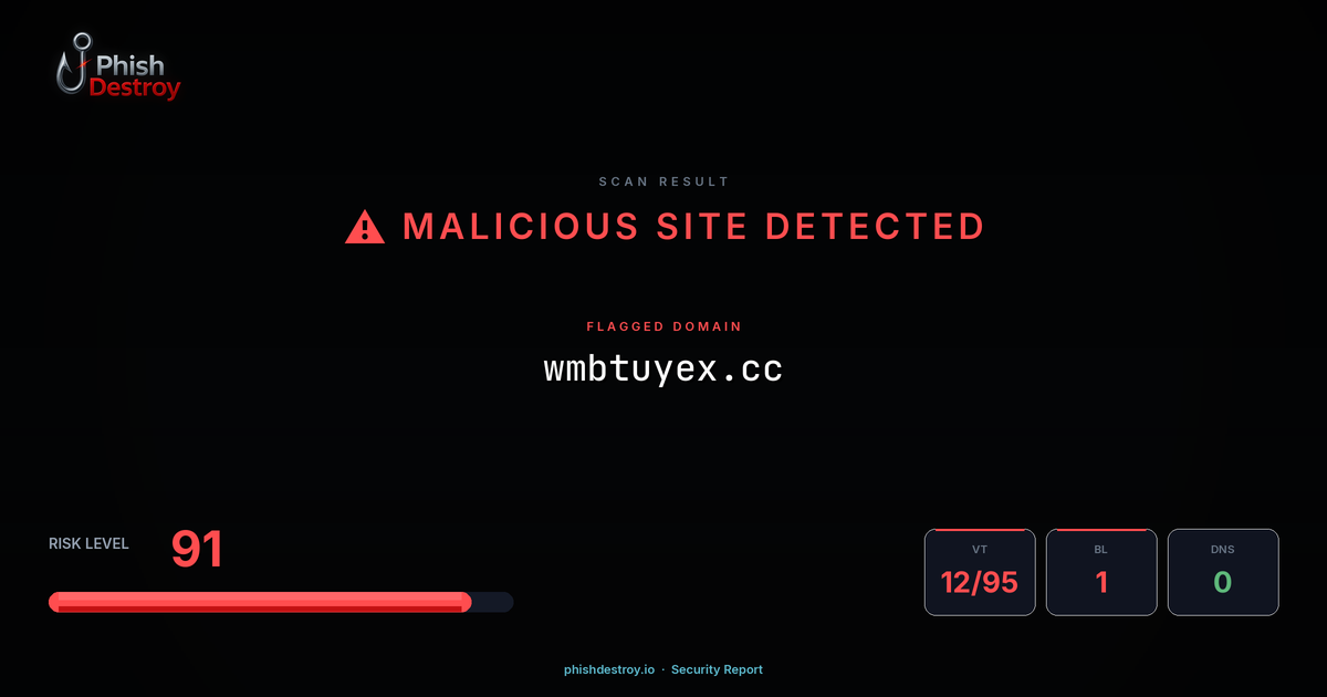 wmbtuyex.cc phishing report — threat analysis by PhishDestroy