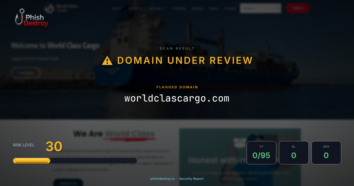 worldclascargo.com phishing report — threat analysis by PhishDestroy