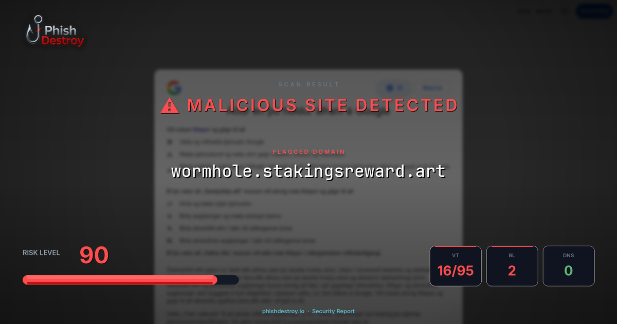 wormhole.stakingsreward.art phishing report — threat analysis by PhishDestroy