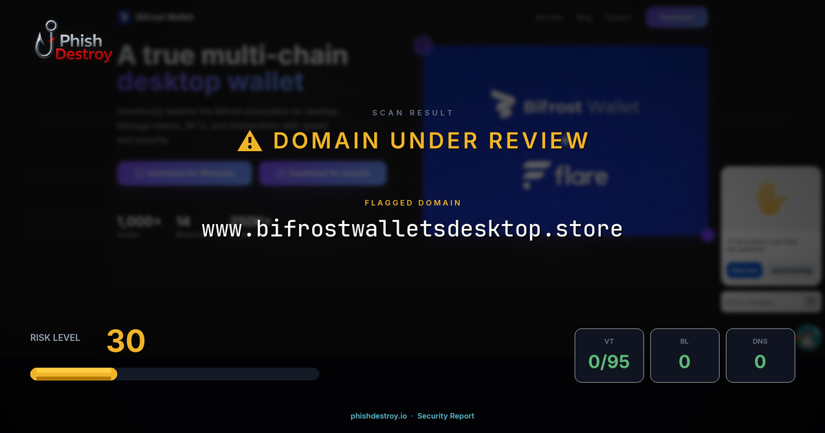 www.bifrostwalletsdesktop.store phishing report — threat analysis by PhishDestroy