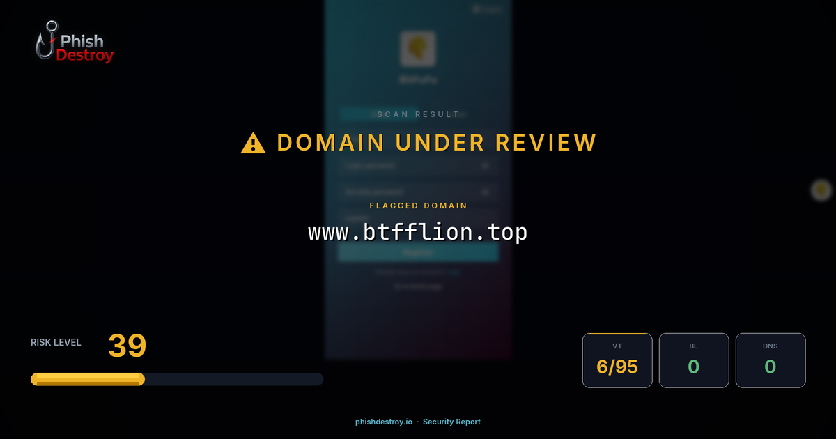 www.btfflion.top phishing report — threat analysis by PhishDestroy