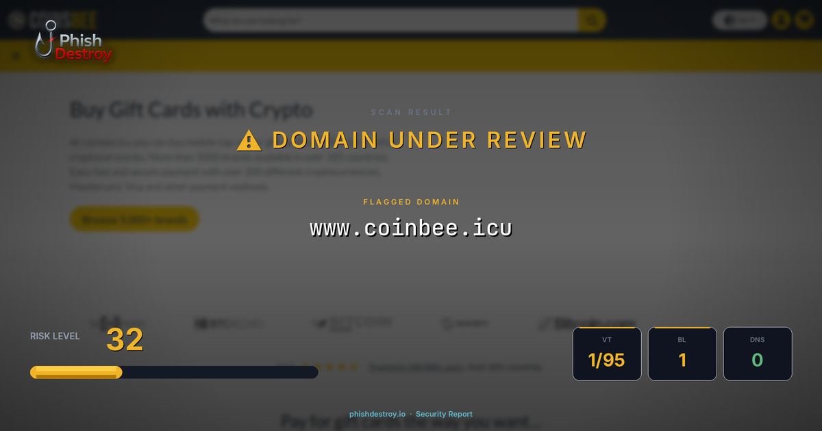 www.coinbee.icu phishing report — threat analysis by PhishDestroy