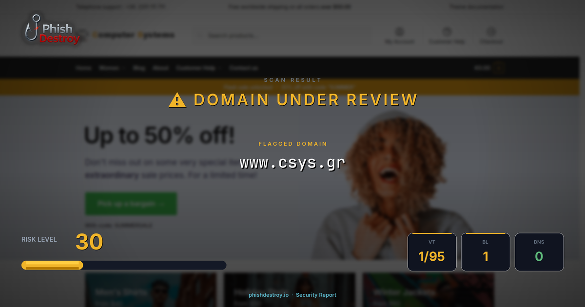 www.csys.gr phishing report — threat analysis by PhishDestroy