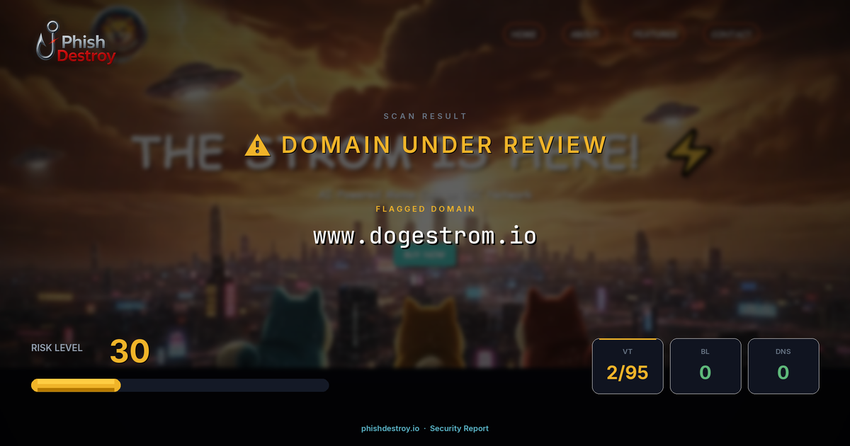 www.dogestrom.io phishing report — threat analysis by PhishDestroy