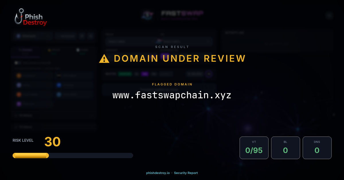 www.fastswapchain.xyz phishing report — threat analysis by PhishDestroy