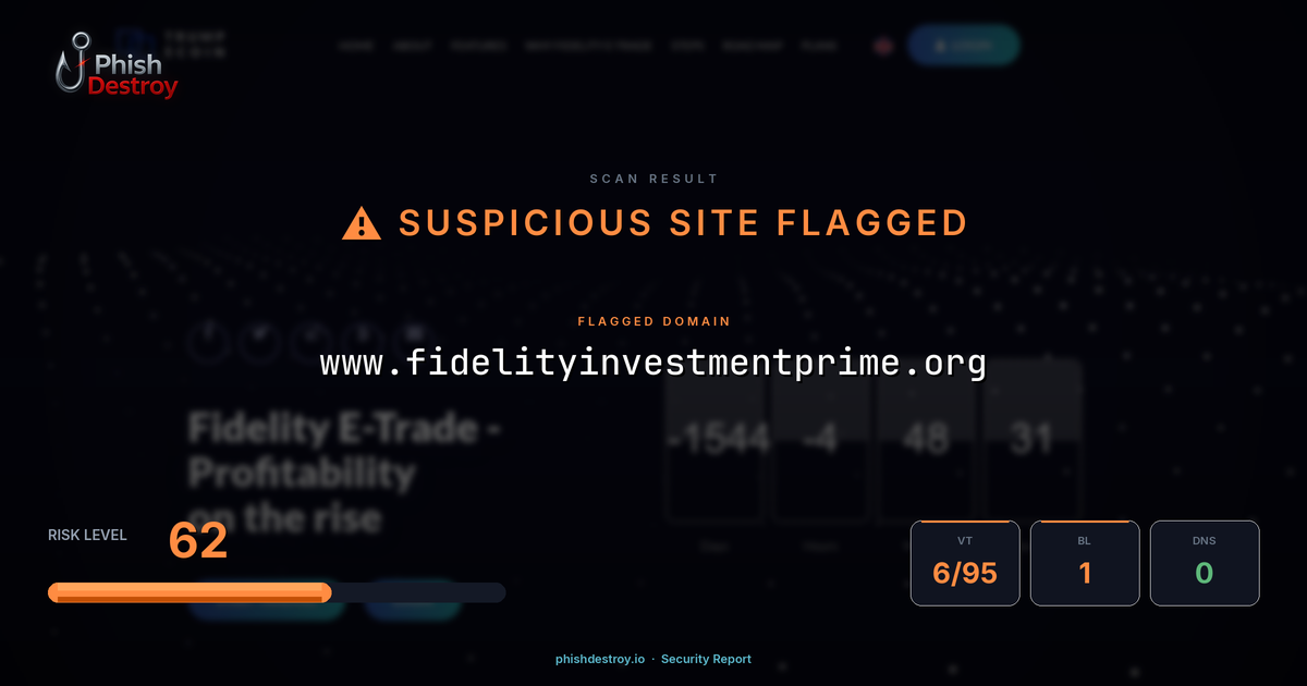 www.fidelityinvestmentprime.org phishing report — threat analysis by PhishDestroy