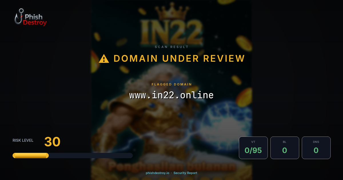 www.in22.online phishing report — threat analysis by PhishDestroy