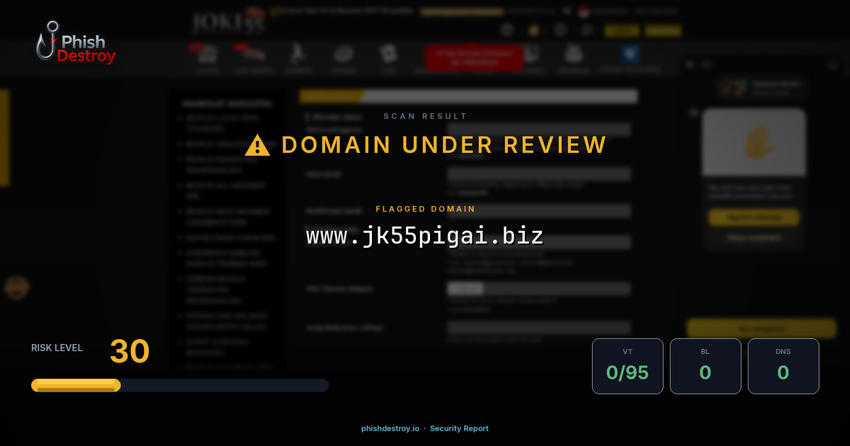 www.jk55pigai.biz phishing report — threat analysis by PhishDestroy