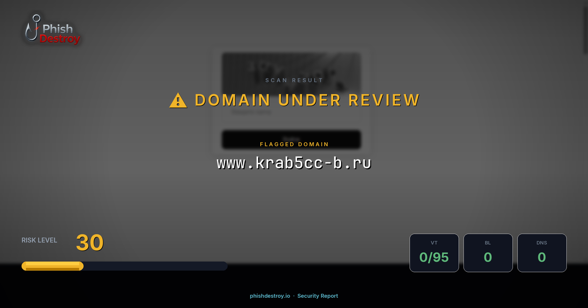 www.krab5cc-b.ru phishing report — threat analysis by PhishDestroy