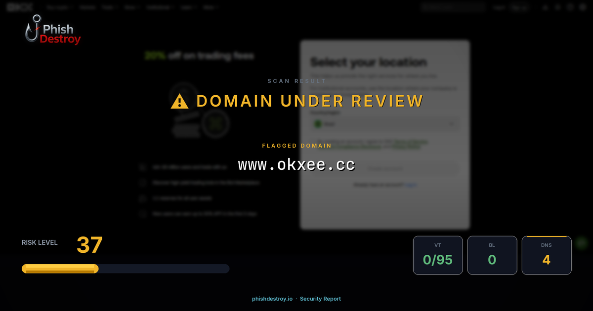www.okxee.cc phishing report — threat analysis by PhishDestroy