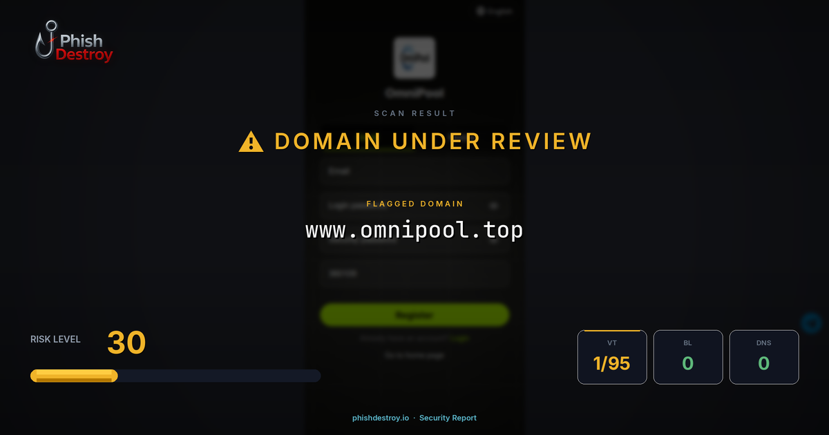 www.omnipool.top phishing report — threat analysis by PhishDestroy