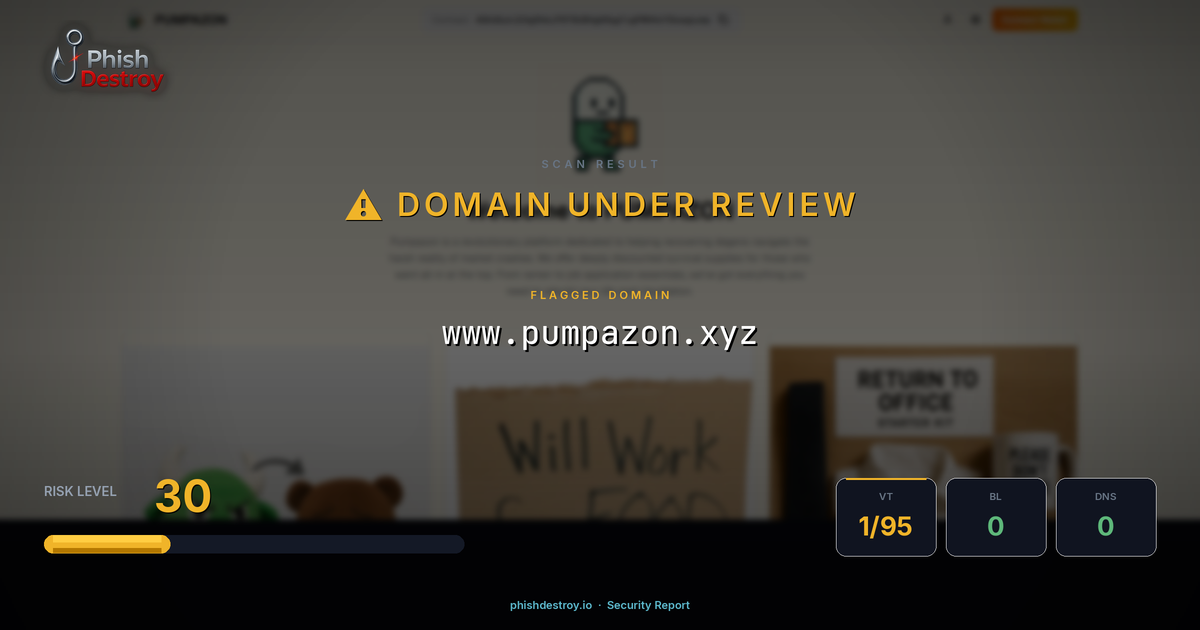 www.pumpazon.xyz phishing report — threat analysis by PhishDestroy