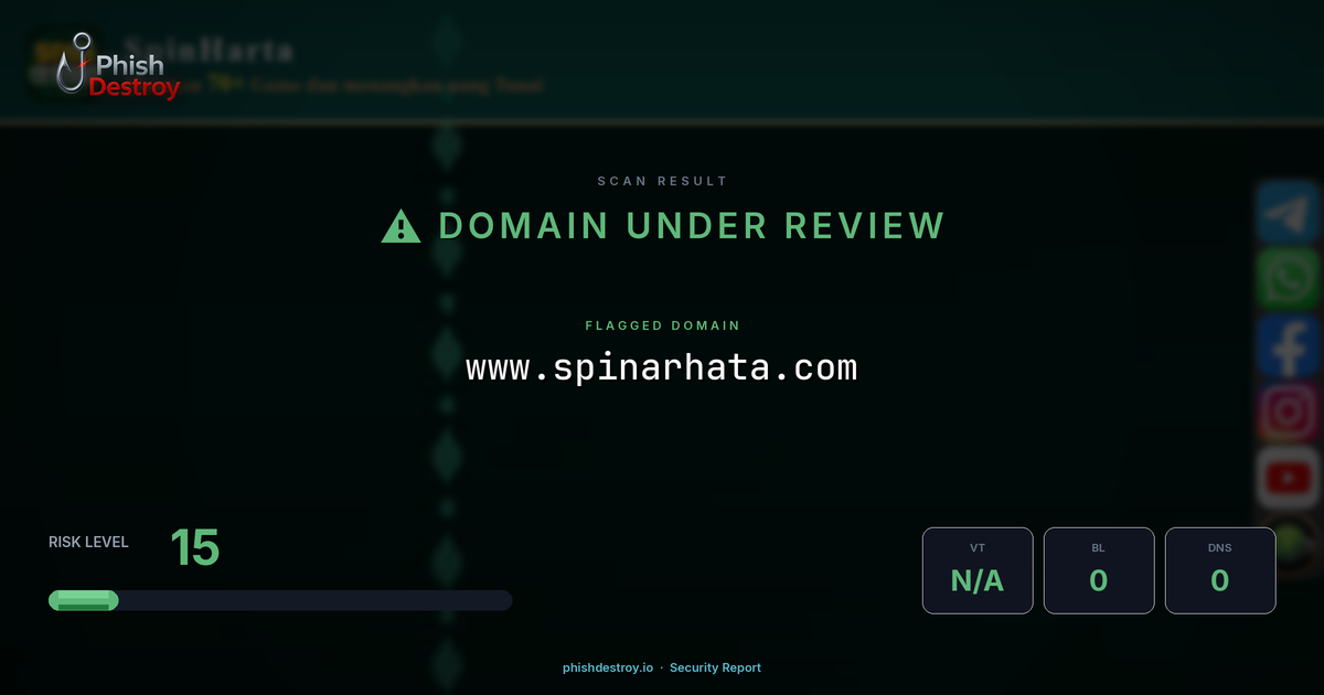 www.spinarhata.com phishing report — threat analysis by PhishDestroy
