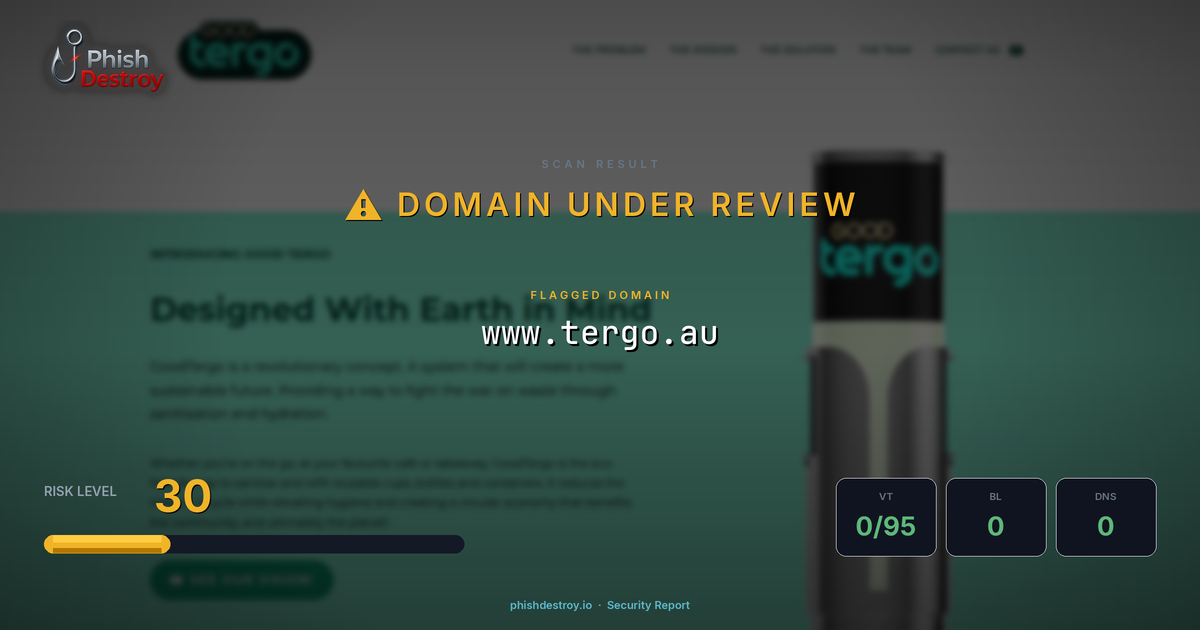 www.tergo.au phishing report — threat analysis by PhishDestroy