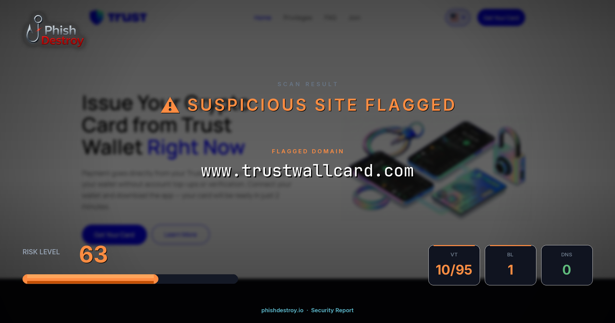 www.trustwallcard.com phishing report — threat analysis by PhishDestroy