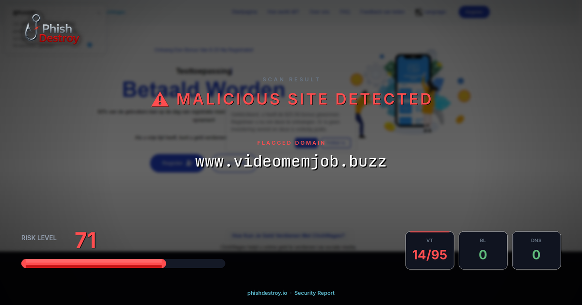 www.videomemjob.buzz phishing report — threat analysis by PhishDestroy