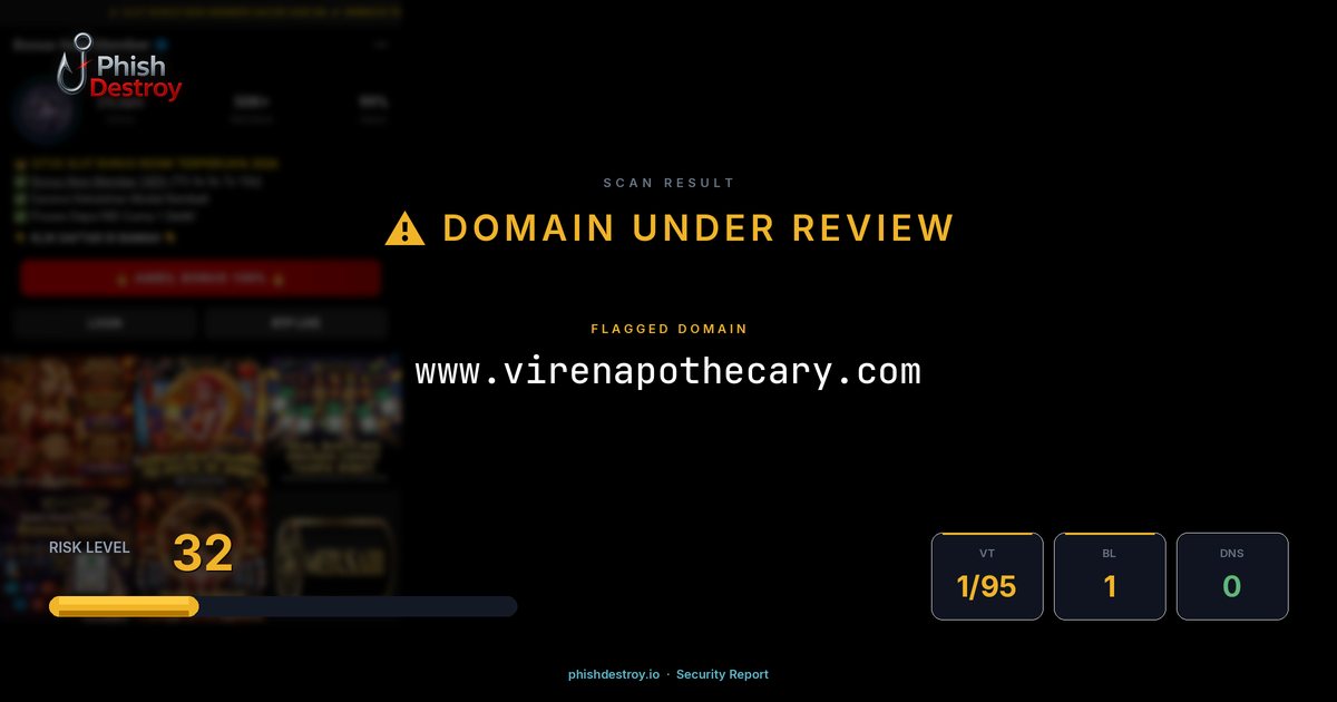 www.virenapothecary.com phishing report — threat analysis by PhishDestroy