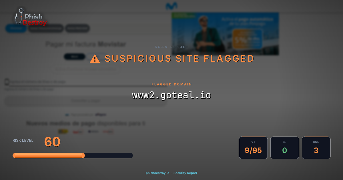 www2.goteal.io phishing report — threat analysis by PhishDestroy