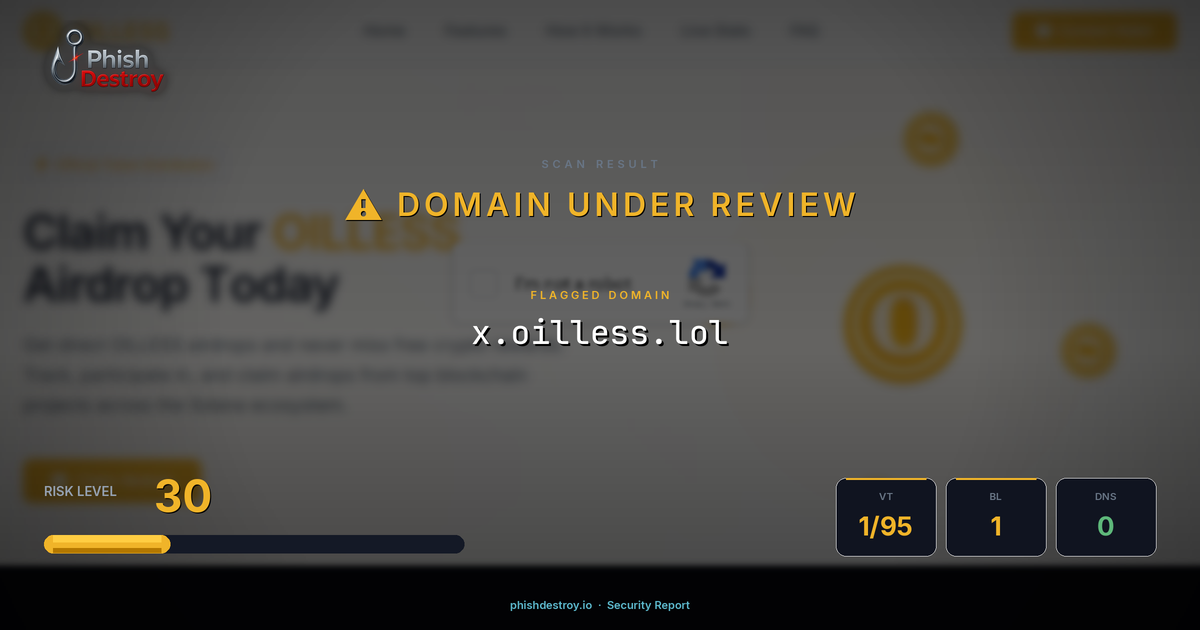 x.oilless.lol phishing report — threat analysis by PhishDestroy