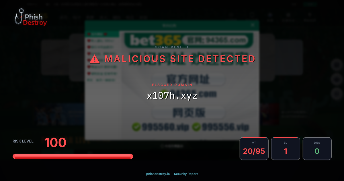 x107h.xyz phishing report — threat analysis by PhishDestroy
