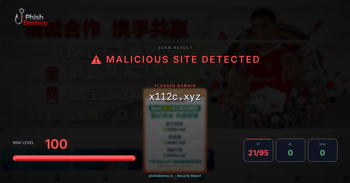 x112c.xyz phishing report — threat analysis by PhishDestroy
