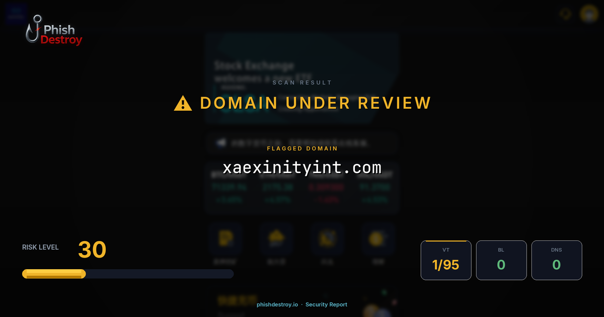 xaexinityint.com phishing report — threat analysis by PhishDestroy