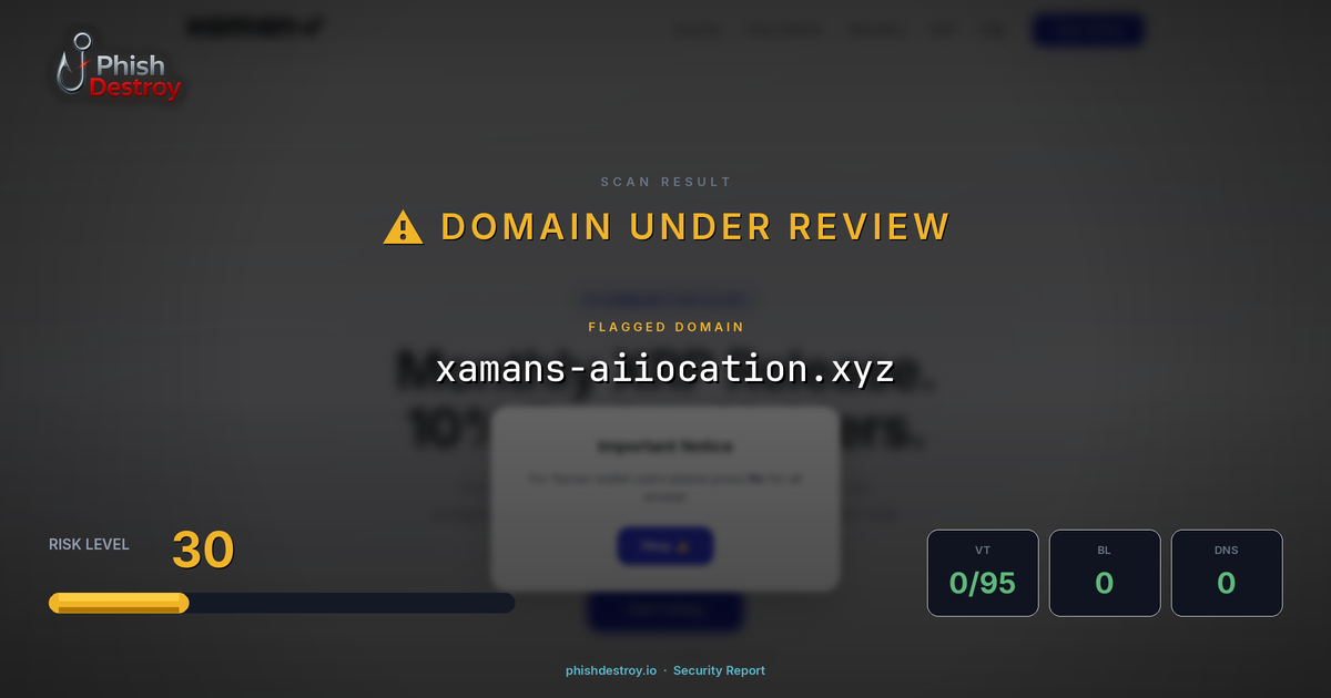 xamans-aiiocation.xyz phishing report — threat analysis by PhishDestroy