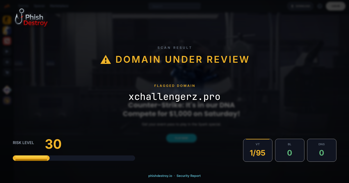 xchallengerz.pro phishing report — threat analysis by PhishDestroy