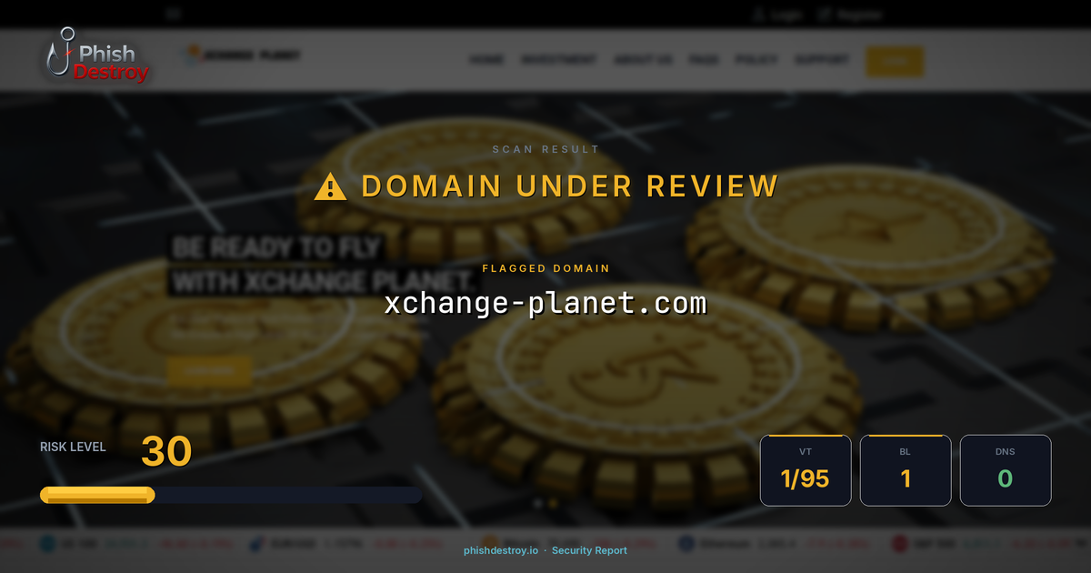 xchange-planet.com phishing report — threat analysis by PhishDestroy