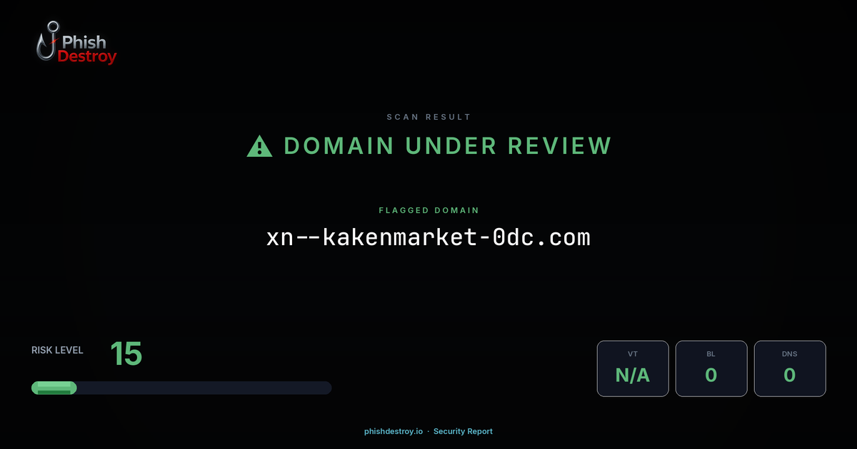 xn--kakenmarket-0dc.com phishing report — threat analysis by PhishDestroy