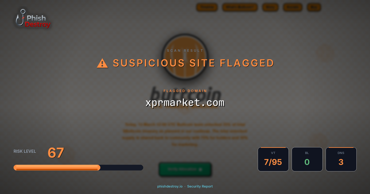 xprmarket.com phishing report — threat analysis by PhishDestroy