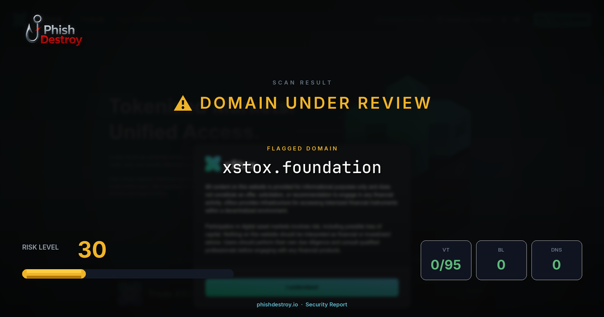 xstox.foundation phishing report — threat analysis by PhishDestroy