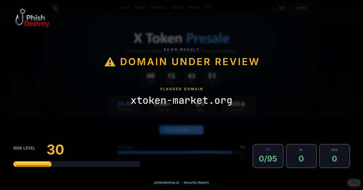 xtoken-market.org phishing report — threat analysis by PhishDestroy