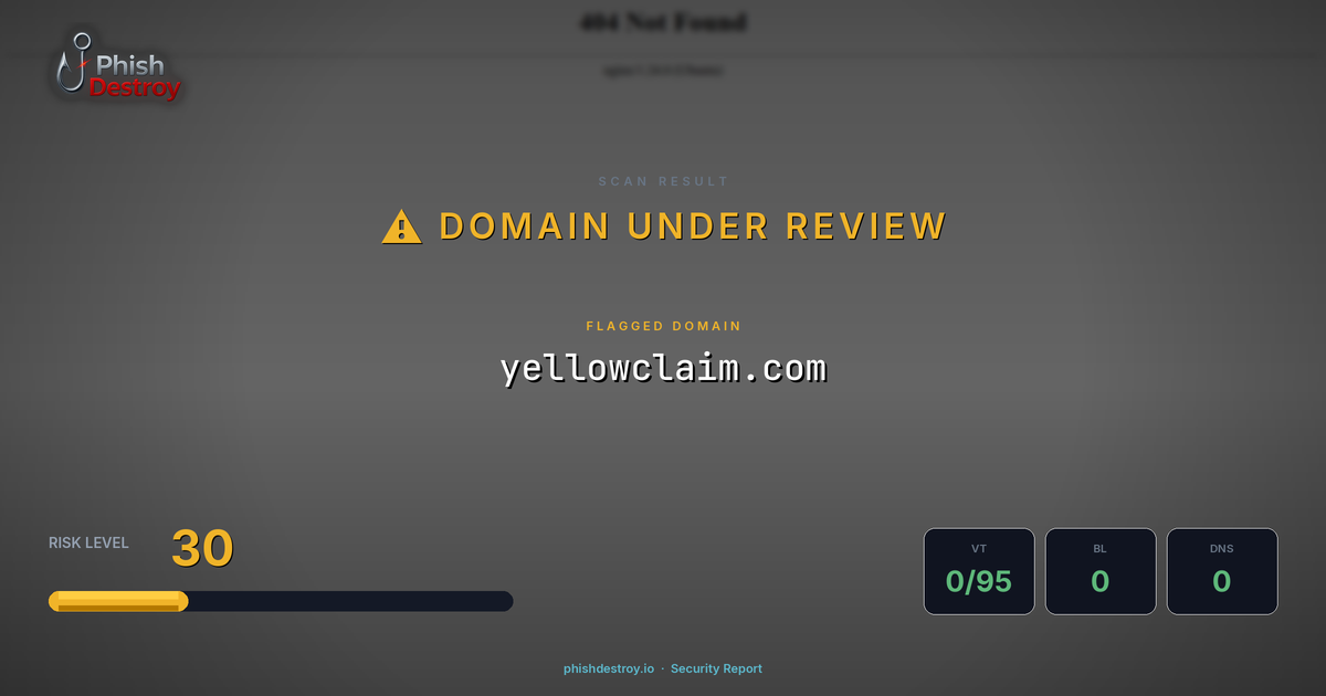 yellowclaim.com phishing report — threat analysis by PhishDestroy