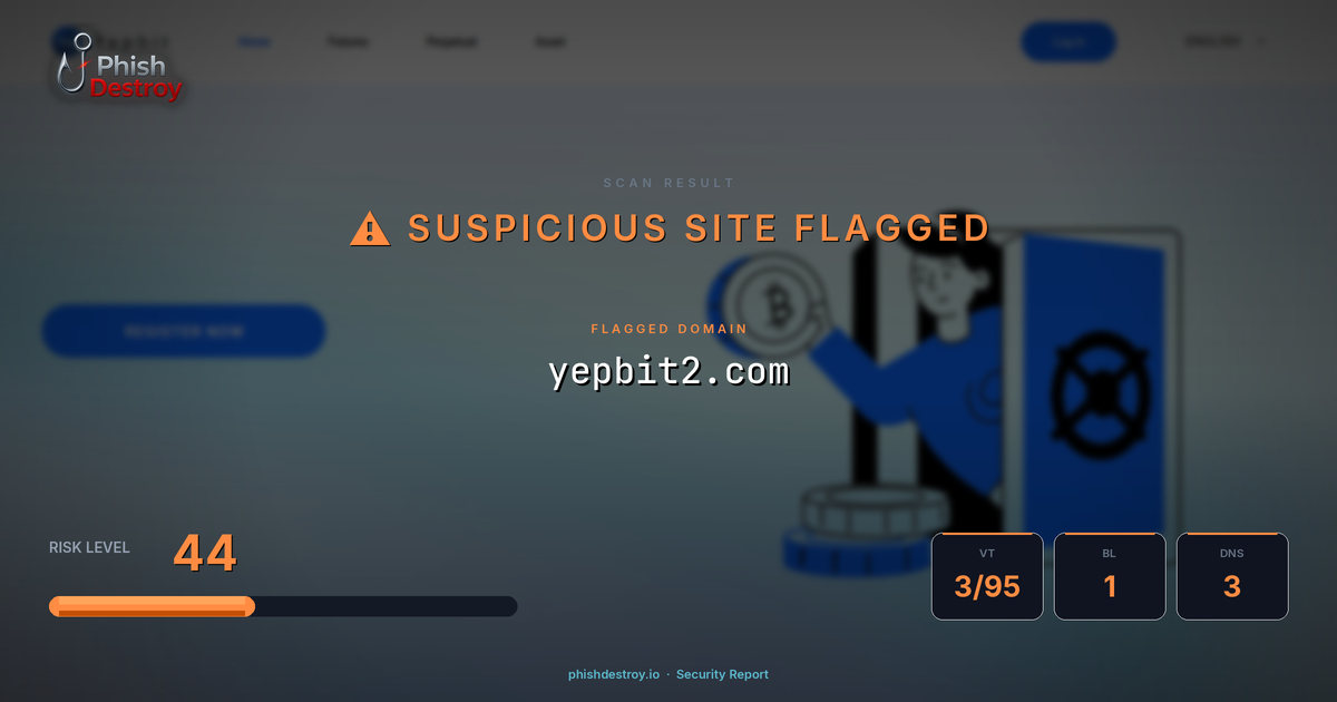 yepbit2.com phishing report — threat analysis by PhishDestroy