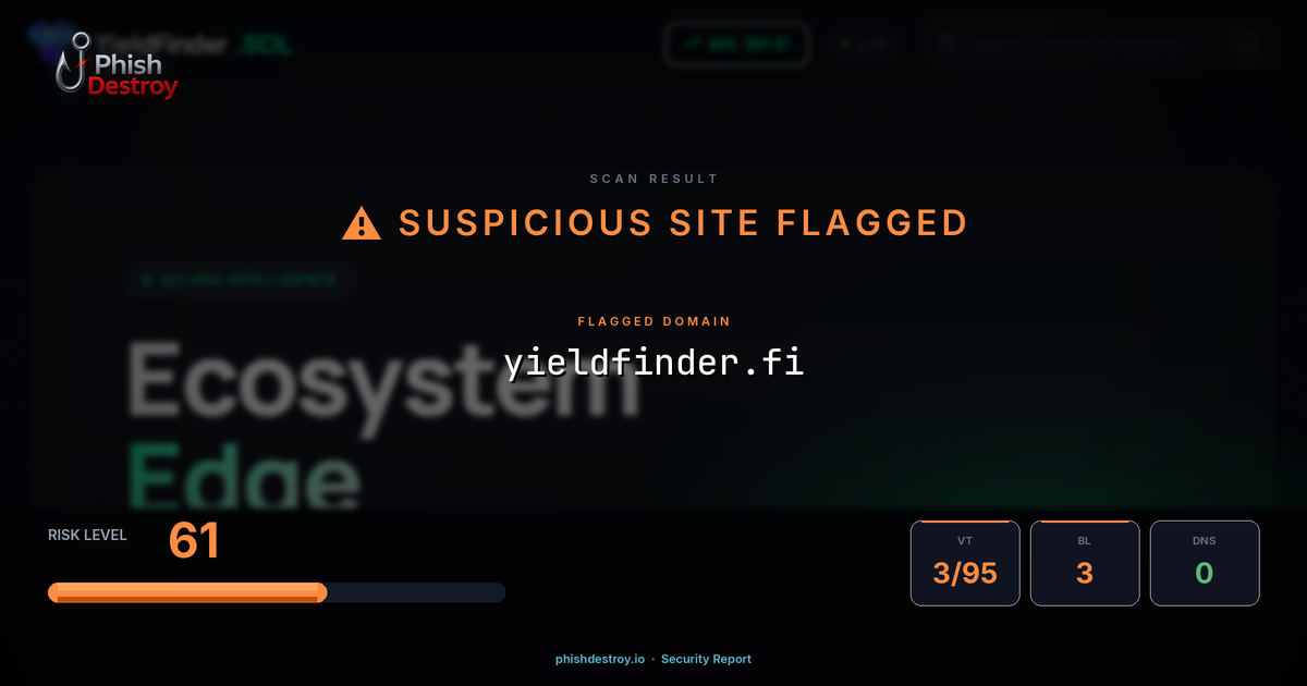 yieldfinder.fi phishing report — threat analysis by PhishDestroy