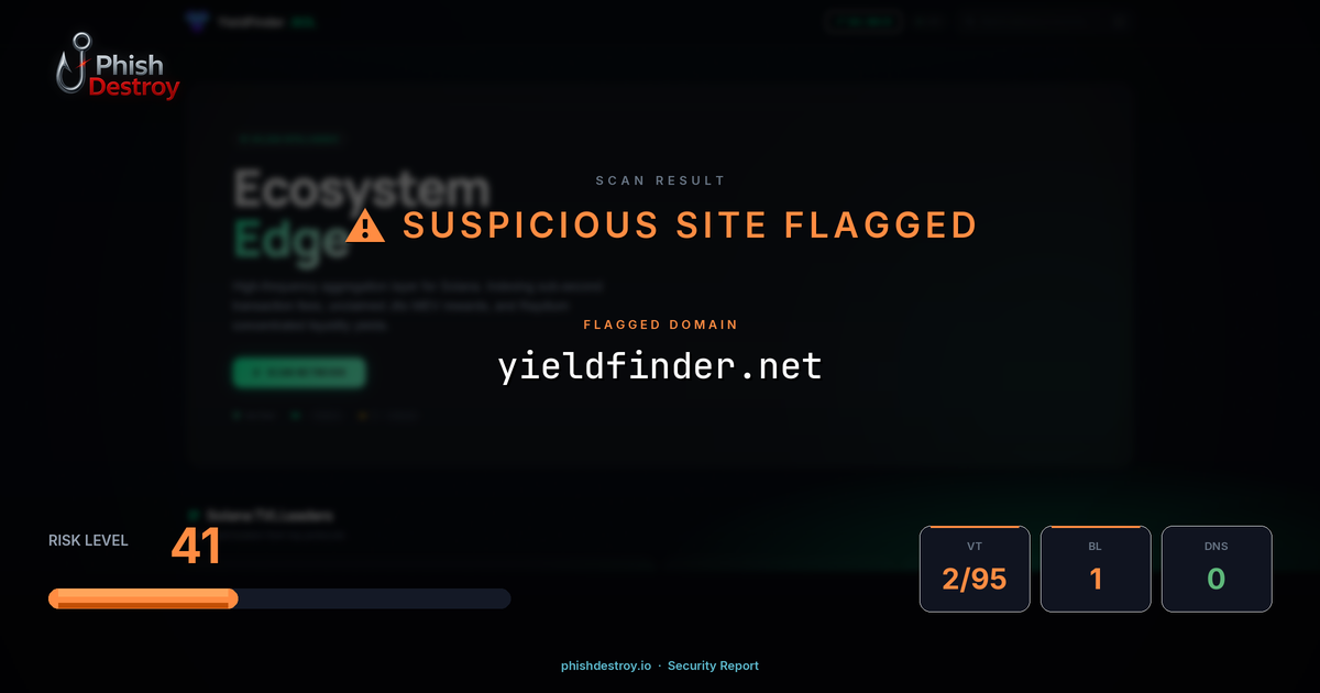 yieldfinder.net phishing report — threat analysis by PhishDestroy