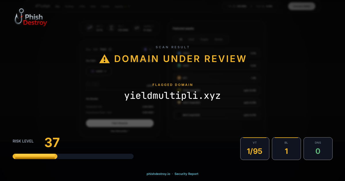 yieldmultipli.xyz phishing report — threat analysis by PhishDestroy