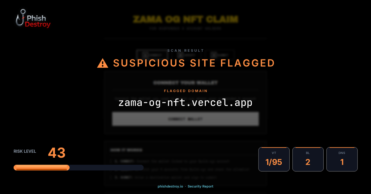 zama-og-nft.vercel.app phishing report — threat analysis by PhishDestroy