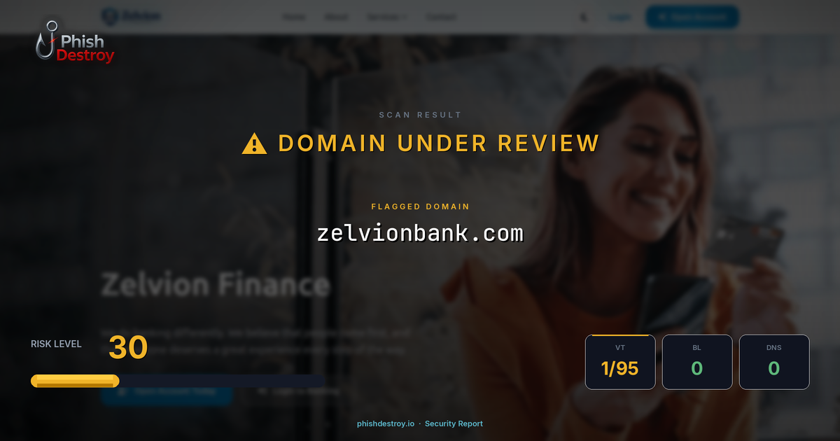 zelvionbank.com phishing report — threat analysis by PhishDestroy