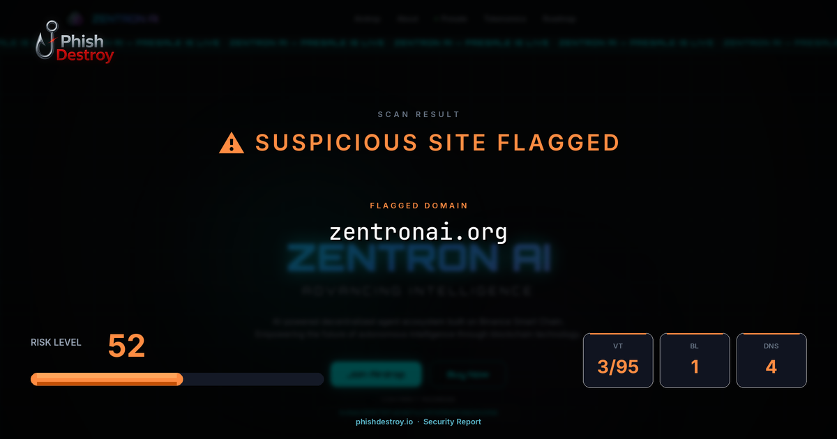 zentronai.org phishing report — threat analysis by PhishDestroy