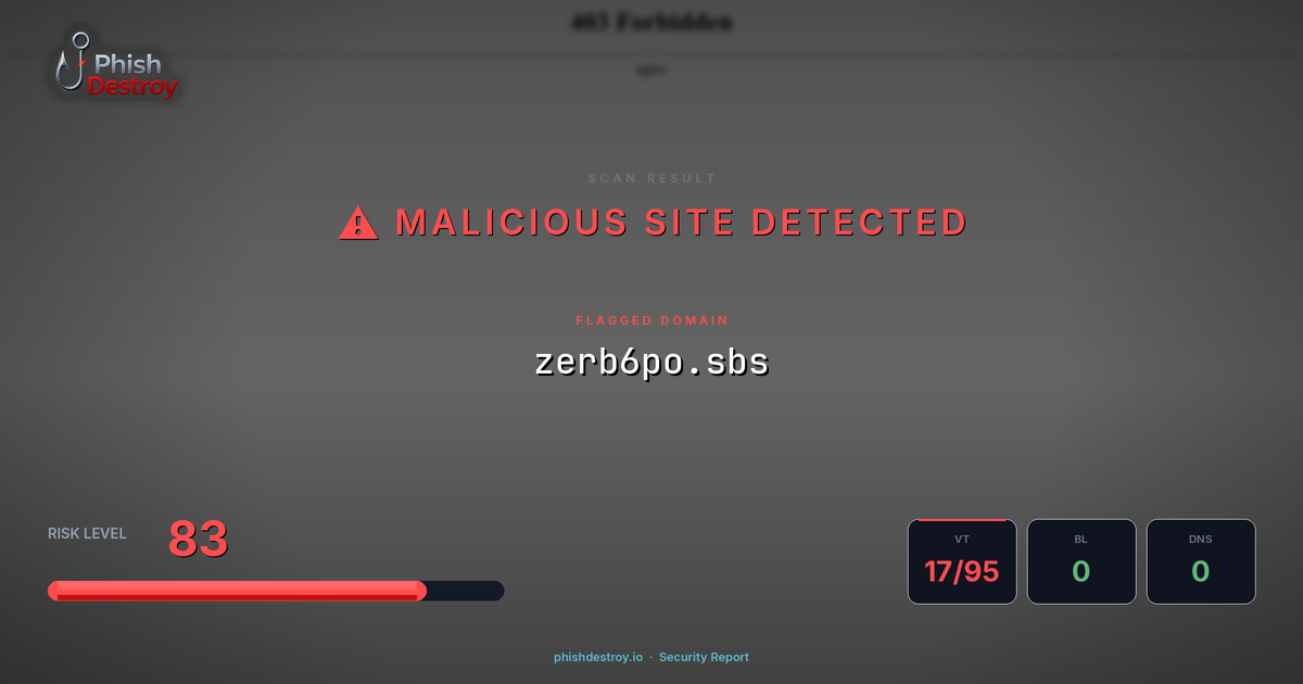 zerb6po.sbs phishing report — threat analysis by PhishDestroy
