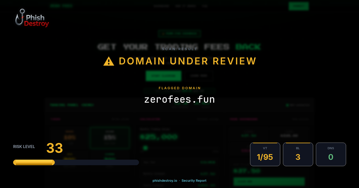 zerofees.fun phishing report — threat analysis by PhishDestroy